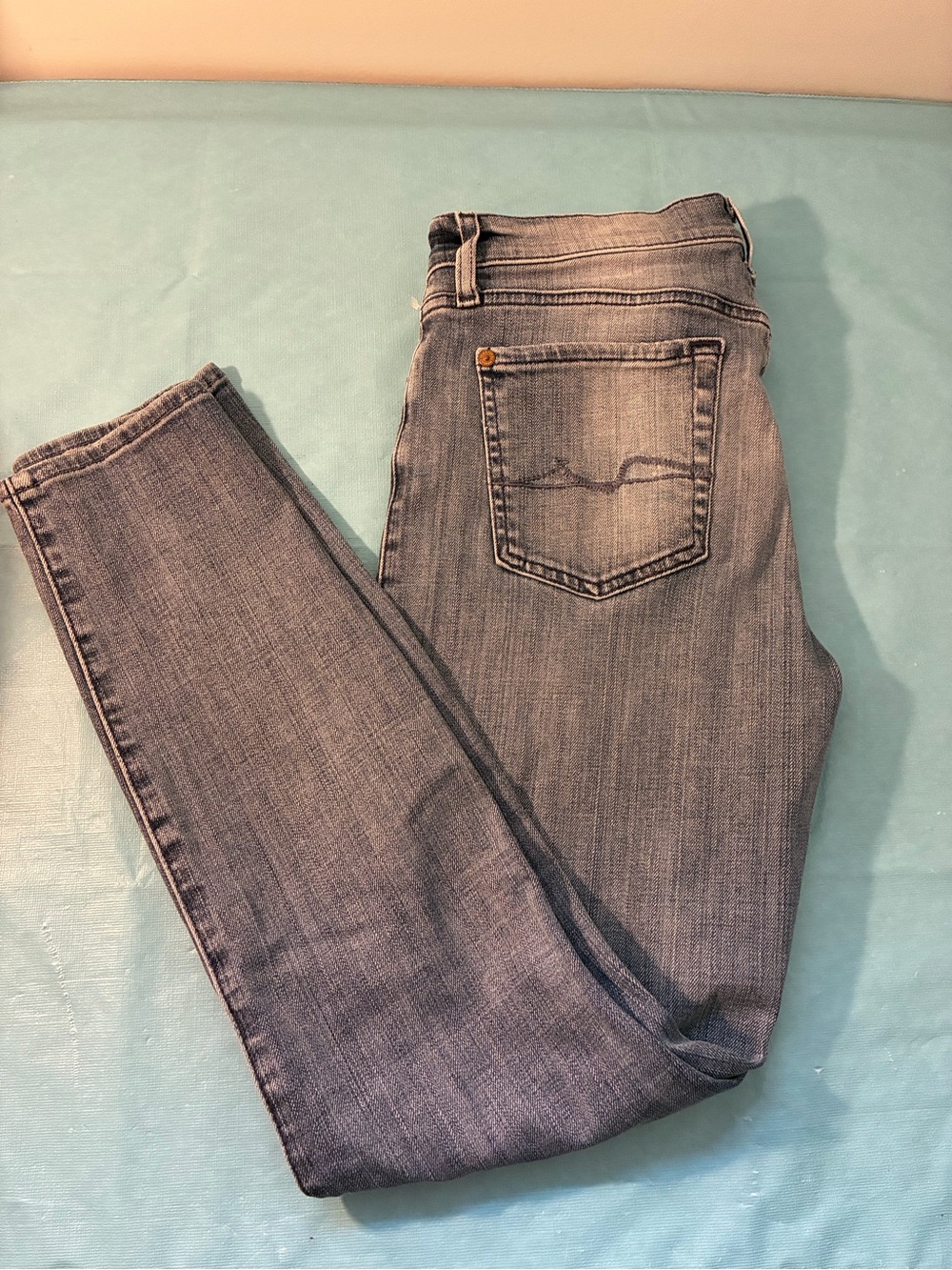 7 For All Mankind Women's Ankle Gwenevere Faded Denim Skinny Jeans Size 28